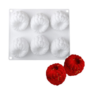 Moule en silicone 3D à 6 cavités pour mousse de framboise, gâteau au chocolat, pâtisserie, fraise, dessert français pour boulangerie - Product Image 2