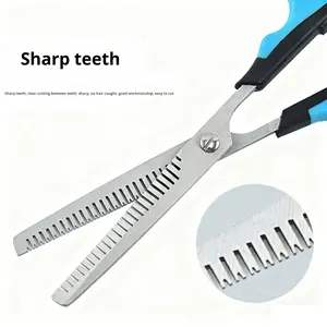Tijeras de Peluquería para <span class=keywords><strong>Mascotas</strong></span> de Plástico y Acero Inoxidable, Fáciles de Usar, para Adelgazar el Pelo de Perros y Gatos, Tijeras Planas para el Cuidado de las Uñas - Product Image 2