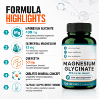 Capsules de glycinate de magnésium naturel 400 mg – Formule personnalisée GMP pour le soutien du sommeil et la nutrition (OEM/ODM)