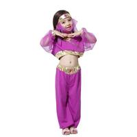 Costume de danse du ventre pour enfants unisexe violet, costume de princesse arabe pour Halloween, cosplay, spectacle de carnaval, jeu de rôle, robe de fête