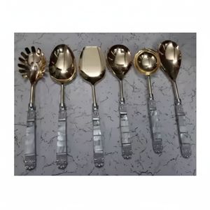 Juego de Servidores de Ensalada Ecológicos Clásicos con Mango de Nácar, Cubertería de Acero Inoxidable de Alta Calidad, Apto para Lavavajillas - Product Image 1