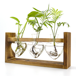 הלב אגרטלים <span class=keywords><strong>terrarium</strong></span> צמח עם מעמד עץ שולחן עבודה לב זכוכית מיכל אוויר פלנטר מתכת סיבוב סטנד מתנה עבור נשים - Product Image 1