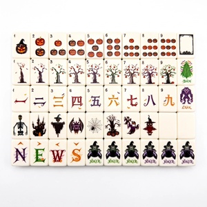Juego de Mahjong Americano Exclusivo de Halloween, Diseño Telaraña Crepuscular, 166 Fichas, <span class=keywords><strong>1</strong></span>.4x1x0.5 Pulgadas, Blanco Lechoso - Product Image 1