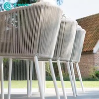 Ensemble de table et chaises de salle à manger de jardin minimaliste nordique, chaise de salle à manger avec cadre en aluminium et corde, pour restaurant en plein air