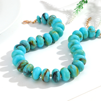 Nouveau Collier Bohème 2026 pour Femme, Perles Plates Abacus Turquoise et Perles Rondes en Acrylique, Accessoires Océan Bleu