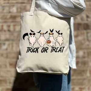 Halloween Custom Personalized Cotton Canvas Handbag Trick Treat Tote Bag 15x3x16inch <b>Open</b> Closure for Daily Use <b>Storage</b> Keymay - Product Image 3