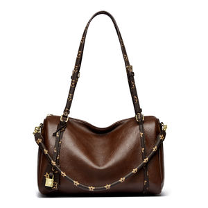 Sac à main portable et durable en PU pour femme, avec décoration en rivets, tendance. Sac à main luxueux de style Boston à motifs géométriques - Product Image 6