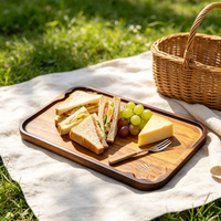 Plateau rectangulaire en bois d'acacia au design mignon, durable et écologique pour desserts et café, idéal pour mariages et fêtes, décoration intérieure