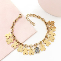 Bracelet en acier inoxydable avec pendentif ours mignon et chaîne épaisse, accessoires de mode en gros d'usine - Modèle Guangzhou MSY094