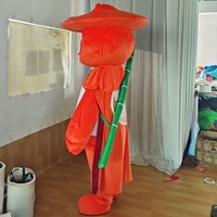 Costume de mascotte Panda personnalisé avec cape et épée en bambou pour jeux de rôle, promotion et fêtes