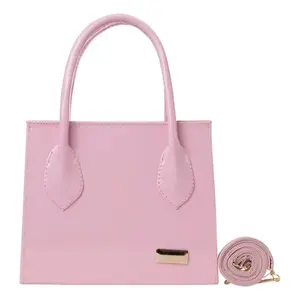Bolso de Mano Vintage Rosa para Mujer Fana Jena con Cierre de Cremallera, Dos Correas, Decoración de Letras, Logotipo Personalizado, Material de Cuero, Cruzado - Product Image 1