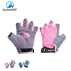 Guantes de medio dedo para niños Camnal, color rosa, M, L, azul, transpirables, de alta elasticidad, para escalada, ciclismo, entrenamiento al aire libre - Product Image 3