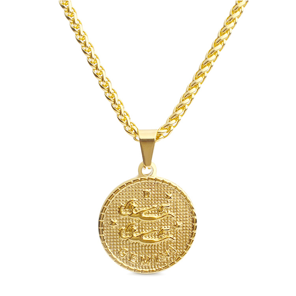 Delicate Gold Gemini Coin Medallion 