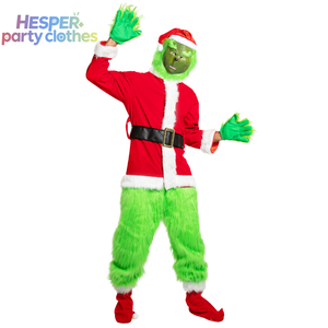 Costumes de Noël HESPER pour hommes, monstre vert, Père Noël, costumes amusants pour adultes, costume de fête en fourrure pour femmes, costume de Noël avec masque - Product Image 1