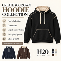 Sweat-shirt à capuche décontracté pour homme en coton 320 GSM avec coutures contrastées, épaules tombantes et cordon de serrage – Style streetwear