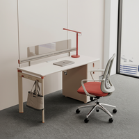Ensemble bureau et chaise de travail individuel en PVC au design moderne et épuré, poste de travail informatique en îlot simple