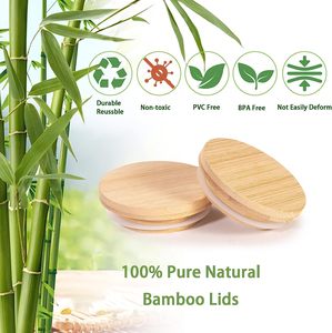 Couvercles en bambou réutilisables, écologiques et durables pour pots de yaourt Oui avec joints en silicone pour une fermeture hermétique (pots non inclus) - Product Image 2
