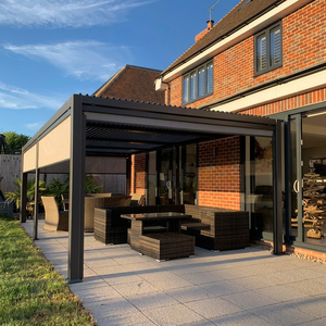 Pergola extérieure à lames orientables 10' x 13' en alliage d'aluminium, imperméable, pour terrasse, jardin, patio, gazebo avec toit réglable - Product Image 4