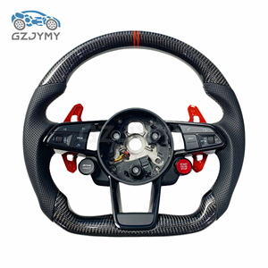 Volant en fibre de carbone avec bouton de démarrage pour A1 A3 A5 A6 A6L A7 A8 Q3 Q5 R8 S-Line, cuir perforé personnalisé - Product Image 3
