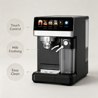 Cafetera Espresso Anbolife de 20 Bares con Pantalla Táctil Digital, Preparación Silenciosa, Jarra de Leche Desmontable, OEM ODM