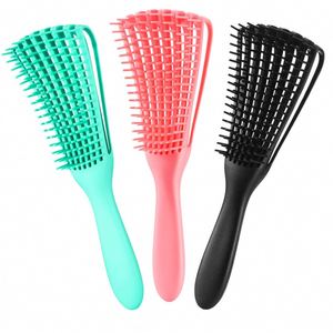 Brosse démêlante professionnelle antistatique pliable en plastique avec logo personnalisé, 8 rangées, 3a~4c, pour cheveux bouclés - Product Image 1