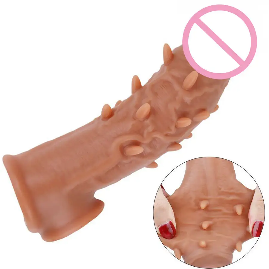 Reusable Stretchy Soft Liquid Silicone Penis Sleeve increase 5cm Length Penis Enlarger Sex toys For Men Male Dildo Cock Ring%