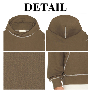 Sweat à capuche ample et décontracté pour homme KingSen, 100% coton French Terry, avec surpiqûres contrastées, pour un usage quotidien décontracté - Product Image 6