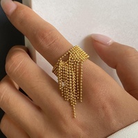 Bague ouverte Gaovo haut de gamme pour femme, design occidental moderne exagéré, luxueuse et discrète, en acier inoxydable plaqué or 18 carats