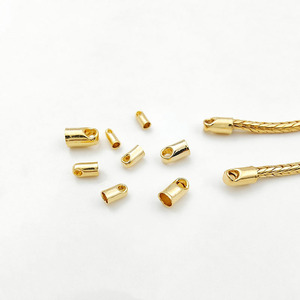 Tuyaux de connexion en laiton plaqué or 18 carats, embouts de chaîne en <span class=keywords><strong>corde</strong></span>, embouts de serrage pour cordon en cuir, composants et fournitures pour la fabrication de bijoux DIY - Product Image 4