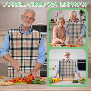 Tablier à bavette personnalisé à carreaux pour adulte, imperméable, protège-vêtements pour personnes âgées, pour les soins aux patients en maison de retraite, lavable - Product Image 6