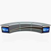 Pupitre d'Ancre de Journal Télévisé à LED Incurvé au Design Moderne, Console de Diffusion pour Stations de Radio et Studios d'Actualités
