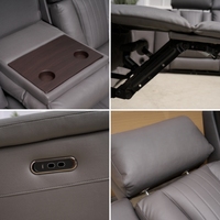 Canapé d'angle réglable avec appui-tête inclinable en cuir 3 + 2 + 1 avec console de salon fonctionnelle avec charge sans fil