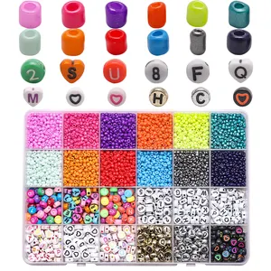 Zhubi 24 Gitter Kristall Samen Perlen Box Set 720PCS Acryl Alphabet Buchstaben Perlen für DIY Herstellung von hand gefertigten Armbändern Modeschmuck