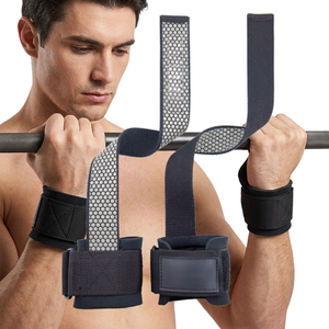 Sangles de musculation personnalisables en néoprène noir avec grip en silicone respirant pour la musculation, l'entraînement de force et l'haltérophilie - Product Image 1