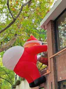 Bingo Factory Wholesale Outdoor Xmas Led Inflatable Decorative <strong>Climbing</strong> Wall Christmas Santa Claus for Building - Product Image 2