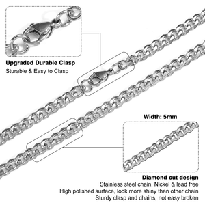 Collier à chaîne en acier inoxydable Miami pour hommes 3mm 5mm 6mm 7mm étanche hip hop plaqué <span class=keywords><strong>or</strong></span> 18 ct cubain gourmette lien bijoux Vente en gros - Product Image 4