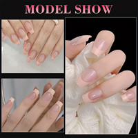 Vente en gros de 120 pièces de gel artificiel à couverture complète de style mignon presse à ongles courte française colorée carrée amande/stiletto en gel souple ABS