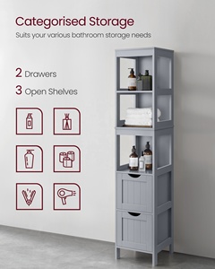 Mobiletto da <span class=keywords><strong>Bagno</strong></span> Autoportante <span class=keywords><strong>VASAGLE</strong></span> con 2 Cassetti e 3 Ripiani Aperti per <span class=keywords><strong>Bagno</strong></span>, Soggiorno, Cucina - Product Image 3