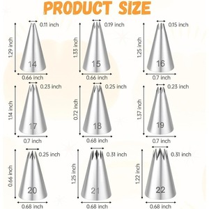 Stainless Steel Piping Tips Set 14-22 Sizes Reusable <b>Cake</b> <b>Decorating</b> <b>Supplies</b> for <b>Cakes</b> Cookies Baking - Product Image 1