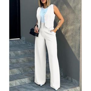 Conjunto de Chaleco sin Mangas y Pantalones de Color Sólido para Mujer, Traje Formal de Verano, Moda - Product Image 2