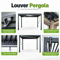 Pergola économique en aluminium 3x2x2,5m avec lames courbées en acier galvanisé de 0,7 mm, gazebo de jardin écologique pour patio et jardin