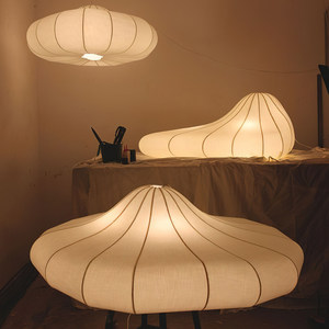 โคมไฟระย้าทรงรีผ้าสีขาวประหยัดพลังงาน E27 หกหัวสำหรับตกแต่งบ้าน - Product Image 1