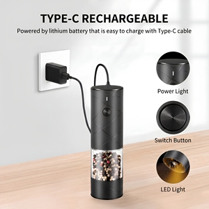 Hot Selling USB-C Rechargeable Large Capacity Adjustable Food-Grade Salt and <b>Pepper</b> Mill Set & Ceramic Corn - Product Image 3