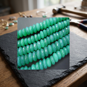 Premium High Quality 8mm Green Onyx Faceted Rondelle <b>Beads</b> 8 Inches in Length for Jewelry Making - Product Image 2