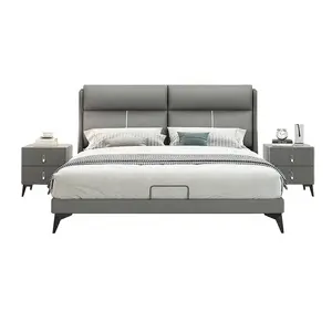 Marco de Cama Matrimonial Load-Bearing 800lbs Fabric PU Queens Beds Full Size Upholstered Bed Frame For Home Furniture