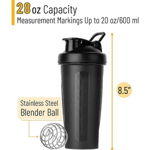 Doppia tazza 600ml BPA-Free palestra personalizzata per Shaker bottiglia all'ingrosso stile Sport bottiglia di acqua di proteine - Product Image 3