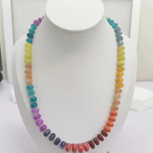 Collar de cuentas de arcoíris Zooying Color cuarzo suave Roundel colorido con cuentas de piedras preciosas DIY collar de piedra Natural personalizado - Product Image 1