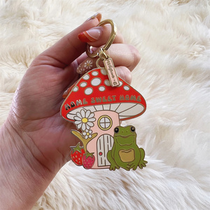Porte-clés Grenouille & Champignon - Home Sweet Home Cottagecore - Porte-clés en émail mignon / Breloque de sac - Product Image 2