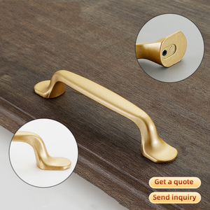 Poignées de meuble modernes en aluminium, finition or champagne mat, pour tiroirs de cuisine, arche incurvée, base large, quincaillerie de placard, vente en gros - Product Image 2