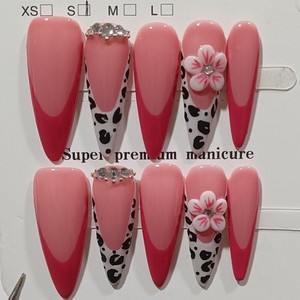 <span class=keywords><strong>Faux</strong></span> ongles amande haut <span class=keywords><strong>de</strong></span> gamme, transparents, sculptés à motifs floraux, style européen-américain et tendance Asie du Sud-Est - Product Image 1